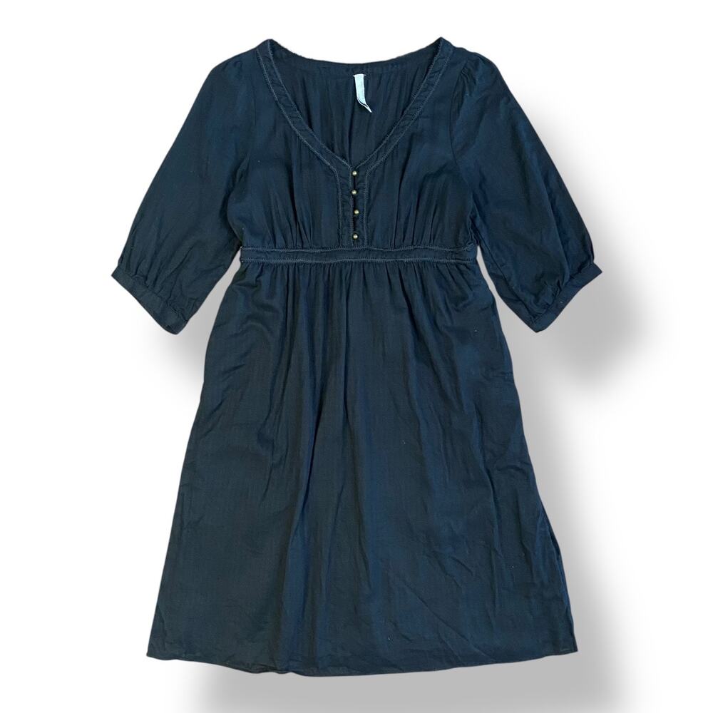 Old‎ Navy Black Cotton Dress Women’s Small Empire Waist Knee Length Pockets